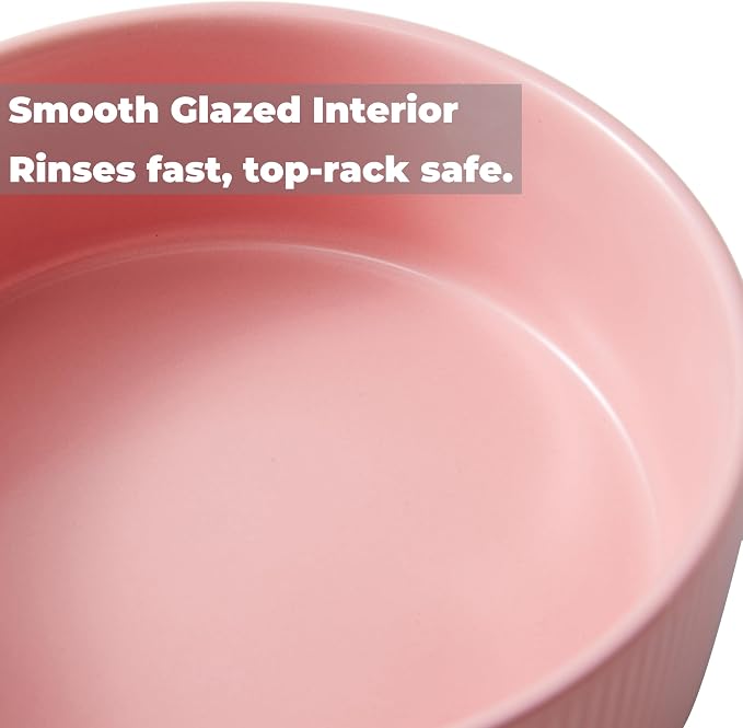 Guinea Pig Vegetable Bowl, Pink Ceramic 6 Inch Heavyweight Non-Tip Small Animal Food & Water Bowl – Wide Shallow Veggie Dish (~20 fl oz) for Chinchilla Rabbit Ferret