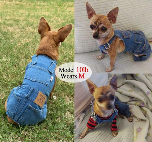 Dog Shirts Clothes Denim Overalls, Pet Jeans Onesies Apparel, Puppy Jean Jacket Sling Jumpsuit Costumes, Fashion Comfortable Blue Pants Clothing for Small Medium Dogs Cats Boy Girl (Blue, 3XL)