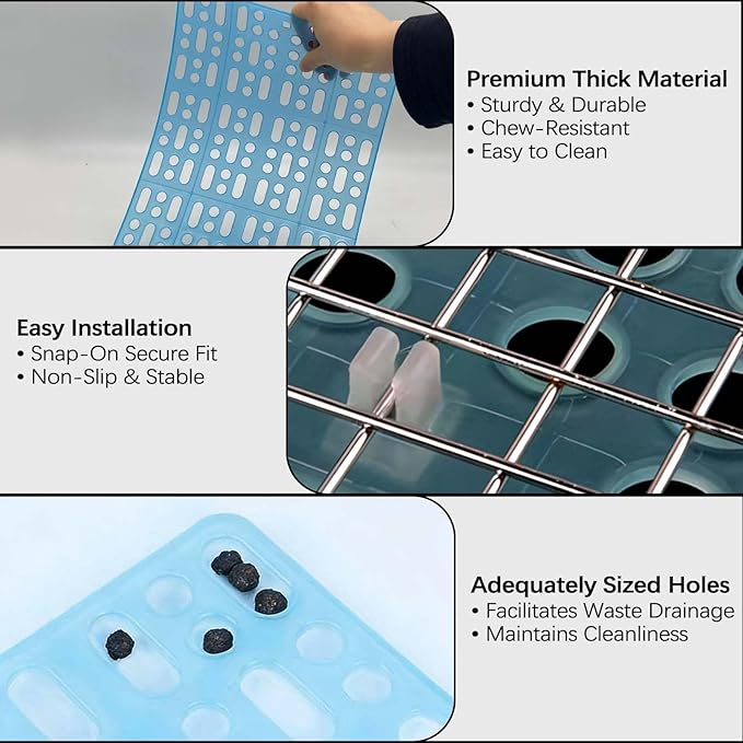 kathson 4 Pcs Rabbit Feet Pad Plastic Bunny Cage Floor Mat Foot Resting Hole Leak Water Nest Mat Pet for Small Animal Hamster Rat Chinchilla Guinea Pig Cats Dogs (Blue)