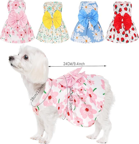 choyaxo 4pcs Cute Dog Dress Pet Dress Puppy Skirt Summer Pet Clothes for Puppy Small Cats