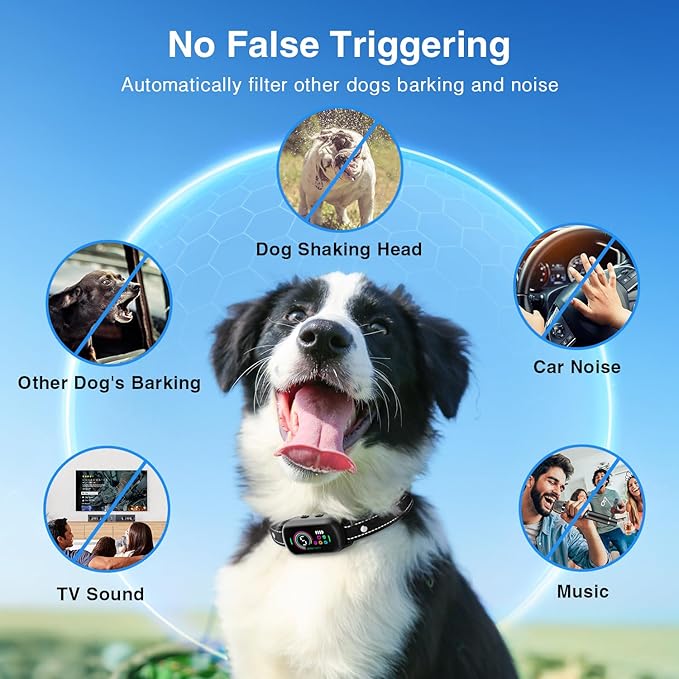 Bark Collar, 2 Pack Dog Bark Collar for Large Medium Small Dogs, Rechargeable Anti Barking Device for Dogs, Smart Training Collar with Beep Vibration 5 Sensitivity, Dog Bark Deterrent Devices