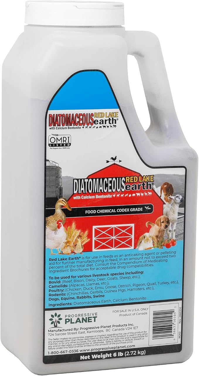 Progressive Planet Red Lake Earth Animal Feed Additive, 6lb Jug - Natural Diatomaceous Earth with Calcium Bentonite for Poultry & Livestock - Prevents Caking, Improves Feed Flow & Maintains Fresh Feed