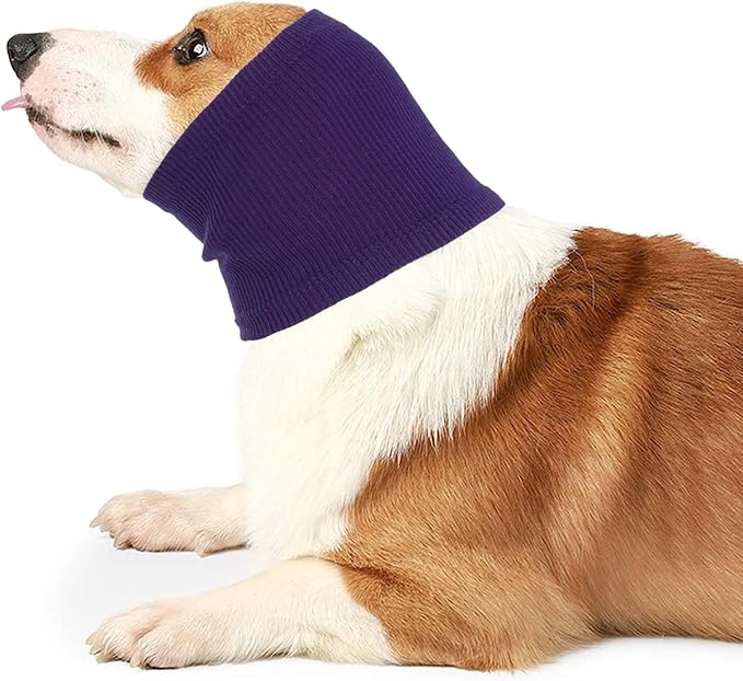 Nanaki Dog Hood Calming Ear Wrap - Quiet Headband Head Cover Snood Fireworks Muffs - Grooming and Force Drying Pet Ear Protector for Anxiety Relief and Noise