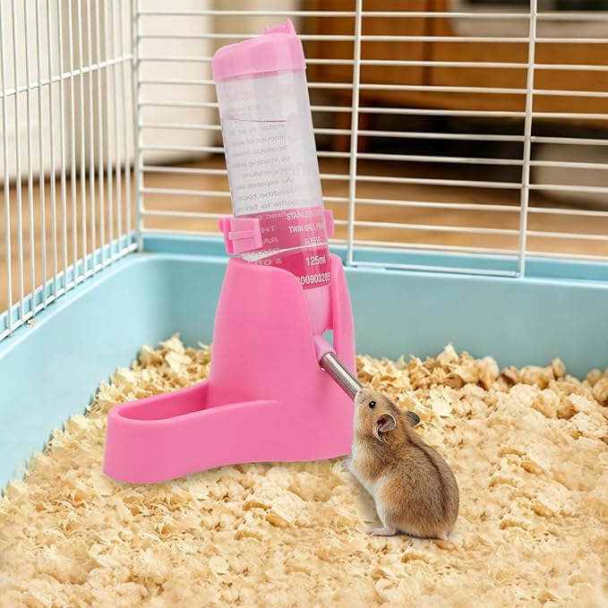 Litewoo 3 in 1 Hamster Water Bottle Small Animal Water Bottle with Food Container Base Hut Hanging Pet Automatic Feeding Drinking Dispenser for Dwarf Hamster Rats Mouse Gerbil Mice