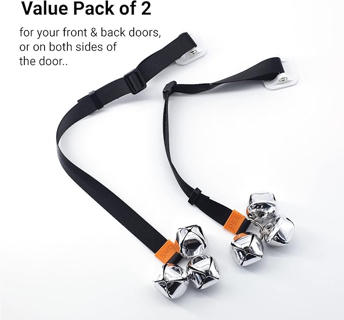 SVD.PET (2-Pack Puppy Bell Doorbells, Dog Bells for Potty Training, Attach to doorknob or Anywhere Near the Door, Length and Height Adjustable (Black)