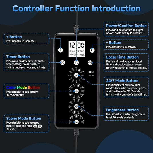 fishkeeper LED Aquarium Plant Light, 24/7 Full Spectrum Aquarium Light with 5 Nature Weather Mode, Auto On Off with Timer for 32-40 Inch Fish Tank, Adjustable Colors/Brightness with Memory Function
