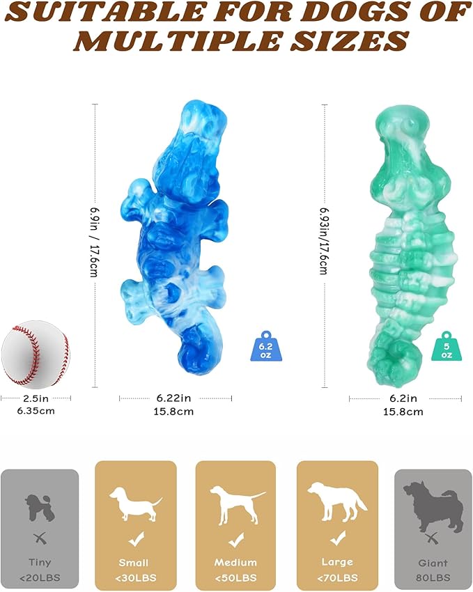 BoYoYo Tough Dog Toys for Aggressive Chewers 2 Pack, Indestructible Dog Toy for Large Dogs, Durable Dog Toys to Keep Them Busy for Large Breed, Teeth Cleaning and Training, Beef Flavor
