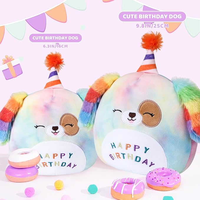 Cute Dog Plush Birthday Gifts for Girls, Soft Dog Plushies Pink Pillow Stuffed Animals Gift for Girlfriend Kids Birthday 6.3" Stuffed (Small Dog Plush)
