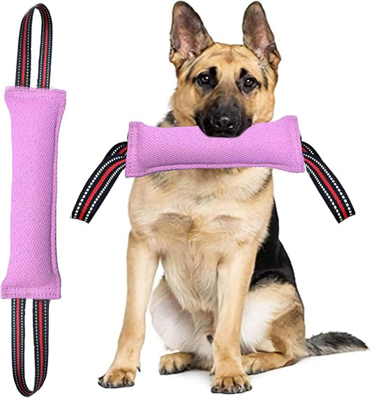 Clysoru Tug Toy for Dogs Tug of War Dog Toy with 2 Strong Red Band Handles Lasting Training Equipment Puppy to Large Dogs Interactive Toy Best for Tug of War Pull Indestructible Rope Toys (Pink)