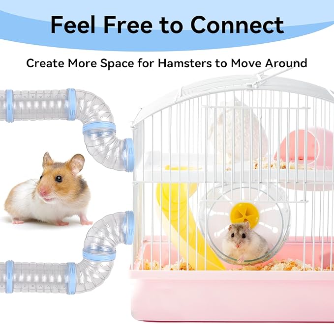 8 Hamster Tube Set, Clear Hamster Tunnel Tube Kit DIY Small Animal Toy Tube Adventure External Accessories Syrian Dwarf Mouse Rat (Blue)