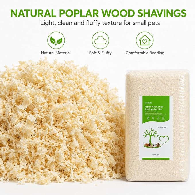 88oz Natural Aspen Wood Pet Bedding – Low Dust, Odor Control & Ultra Absorbent Shavings for Hamsters, Parrots, Guinea Pigs & Small Animals