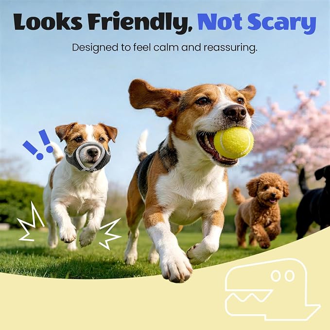 One-Pull Adjustable Dog Muzzle for Small Dogs, No Size Guessing, Soft Comfort Fit, Allows Panting & Drinking, Prevents Biting, Size 2 (Snout Length: 1.9–2.5")
