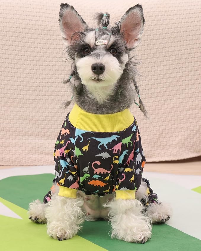 CuteBone Dinosaur Costume Dog Pajamas, Stretchy Spandex Crystal Velvet Sleepwear Coat for Small Dogs, Soft & Warm Pet Outfit Clothes for Cold Weather, Cozy Pullover Design COSP01L