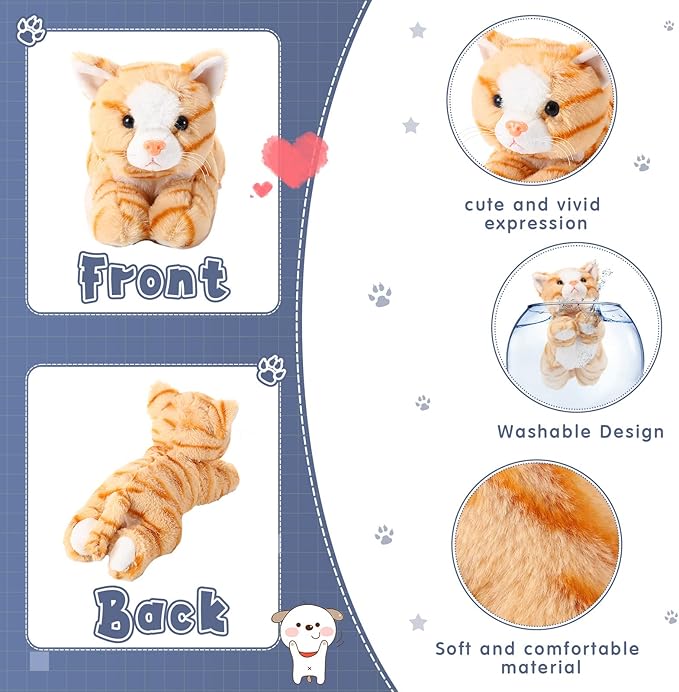 3 Pcs 9 Inch Cat Stuffed Animal Plush Gift Baby Shower Party Favors Cute Kitten Plush Toys Small Cat Stuffed Animal Soft Sleeping Supplies for Boys Girls Toddlers Birthday(Regular Style)