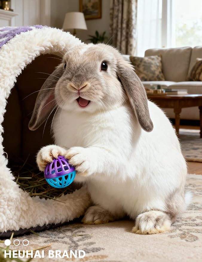 10-Pack Indoor Rabbit Toys for Bunnies and Rabbits, Leap for Joy (1.5'' - 2.2'')