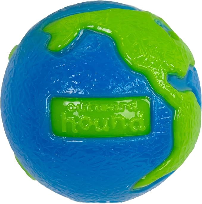 Outward Hound by Planet Dog Orbee-Tuff Planet Ball Blue/Green Treat-Dispensing Dog Toy, Small