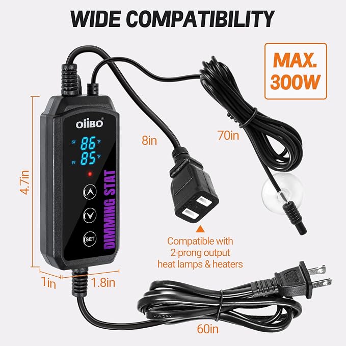 Digital Heat Mat Thermostat, PID Reptile Heat Lamp Dimming Thermostat Heating Pad Temperature Controller for for Aquarium Reptiles and Seedling, Breeding, Hatching