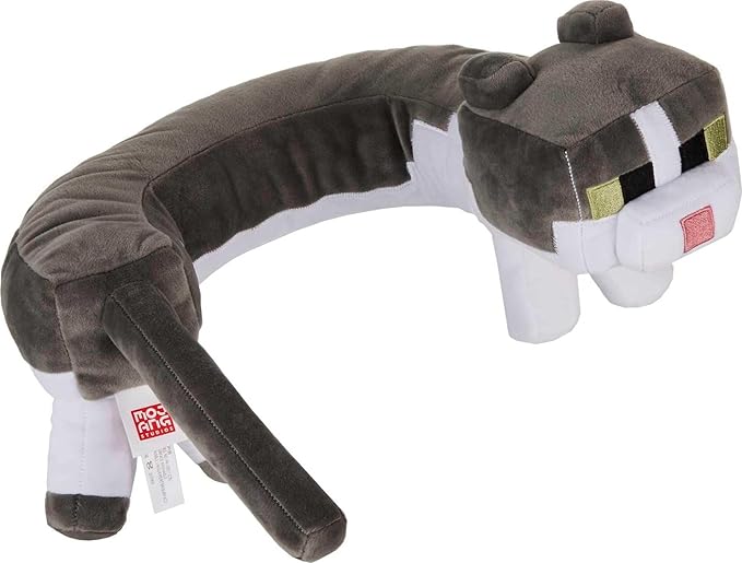 Mattel Minecraft Purring Sounds Neck Pillow, Cat Plush Toy with Sound for Travel, Comfort & Play (Amazon Exclusive)