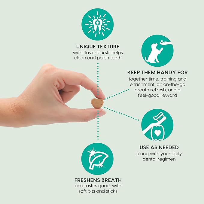 ARK Naturals Breath Bursts Brushless Toothpaste Dog Treats, Dog Dental Bits for Small Breeds, Unique Texture Helps Clean Teeth & Freshen Breath, Peppermint, 4 oz, 1 Pack