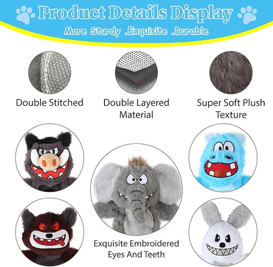 Bzonsmart 5-Pack Dog Squeaky Toys. Tough Plush Crinkle Toys for Small Medium Large Dogs. Interactive Dog Toys to Keep Them Busy. Soft chew Toys for All Dogs and Teething Playing Training