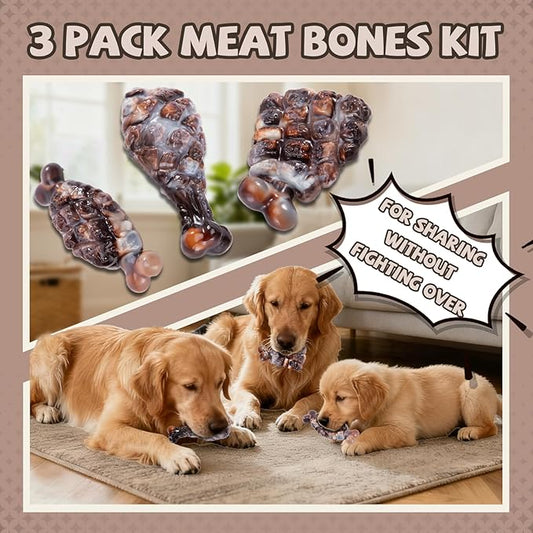 YINEYA Indestructible Dog Toys for Aggressive Chewers 3 Pack, Tough Dog Chew Toys for Aggressive Chewers Medium and Large Breeds, Durable Dog Toy to Keep Them Busy, Bacon Flavored