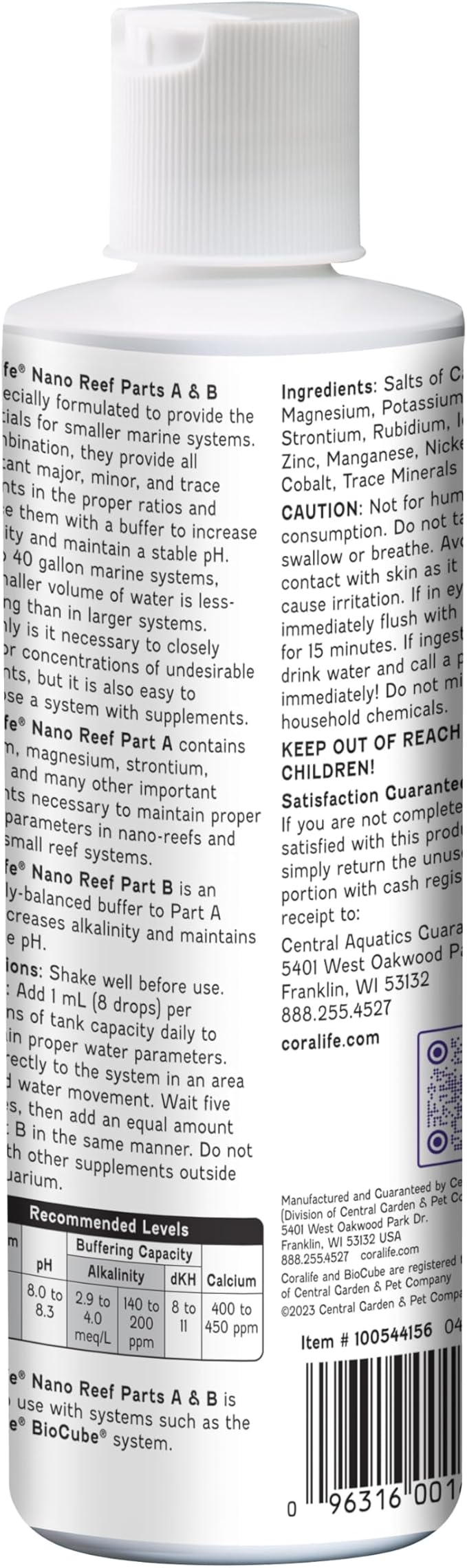 Coralife Saltwater Fish Tank Aquarium Nano Reef Part A and B, 8 oz