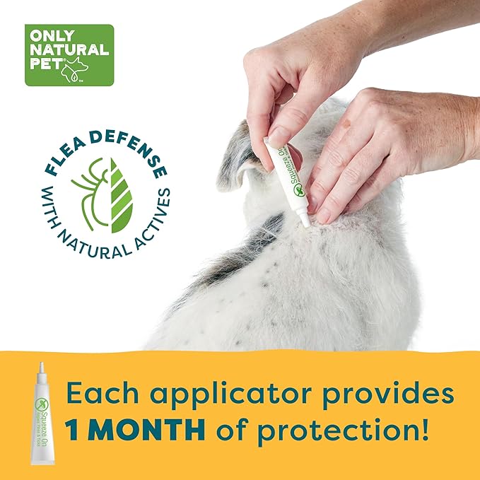 Only Natural Pet EasyDefense Flea & Tick Prevention for Small Breed Dogs (up to 15 lbs) - Natural Herbal Control, Squeeze-On Drops - Protects up to 3 Months (S Sqz.)