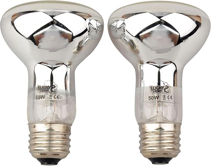 LUCKY HERP Reptile Basking Spot Lamp,Daylight Heat Bulb,2-Pack (50W)