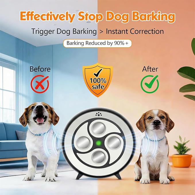 New Anti Barking Device for Dogs, Rechargeable Dog Barking Deterrent up to 75ft with Remote , Variable Ultra Frequency/6 Modes/IP65 Waterproof Dog Silencer Stop Neighbors‘ Dog from Barking (Black)