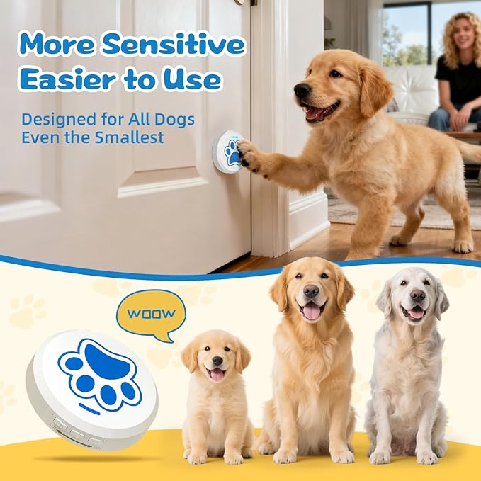 Dog Bells To Go Outside Puppy Dog Bell for Door Potty Training with 28 Ringtones Doorbell Integrated Chew-Proof Design Potty Train Bells Your Doggy to Ring The Bell Adjustable Volume (0-115dB)