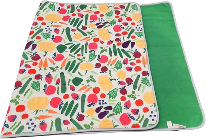 Tater Pets Guinea Pig Fleece Cage Liner - Tidy Mat - Lap Pad - Corner Pad - Absorbent - Machine Washable - for Guinea Pigs and Hedgehogs (30"x18", Veggies and Fruit)