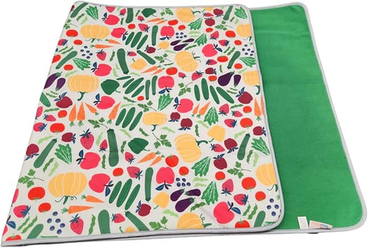 Tater Pets Guinea Pig Fleece Cage Liner - Tidy Mat - Lap Pad - Corner Pad - Absorbent - Machine Washable - for Guinea Pigs and Hedgehogs (30"x18", Veggies and Fruit)