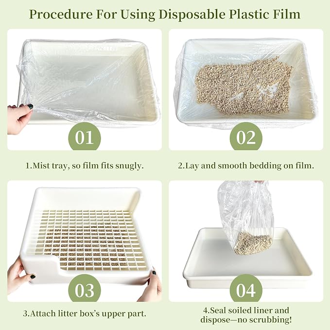 upcessory Disposable 50 pcs Small Animal Cage Liners, Rabbit Tray Film Liner Bunny Litter Pan Bags Guinea Pig Cage Toilet Plastic Film for Bird Hamster Chinchilla Hedgehog