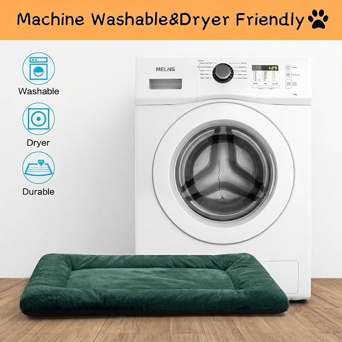 Dog Beds Crate Pad for Large Dogs Ultra Soft Dog Crate Bed Washable & Anti-Slip Kennel Pad for Dogs Cozy Sleeping Mat,Green 42inch