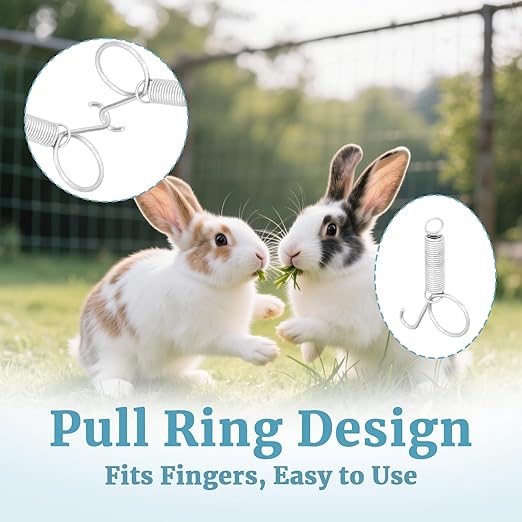 40 Pack Multi-Functional Metal Finger Spring Latch Hook for Rabbit Cage Door Dog Crate Lock Cat Door Latch for Fixing Small Animal, Rabbit, Dog, Parrot, Guinea Pig,Squirrel