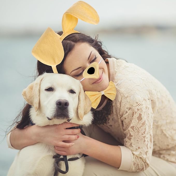 Syhood Puppy Dog Costume Set Ears Headband Bowtie Nose Tail Paw Gloves Accessories for Carnival