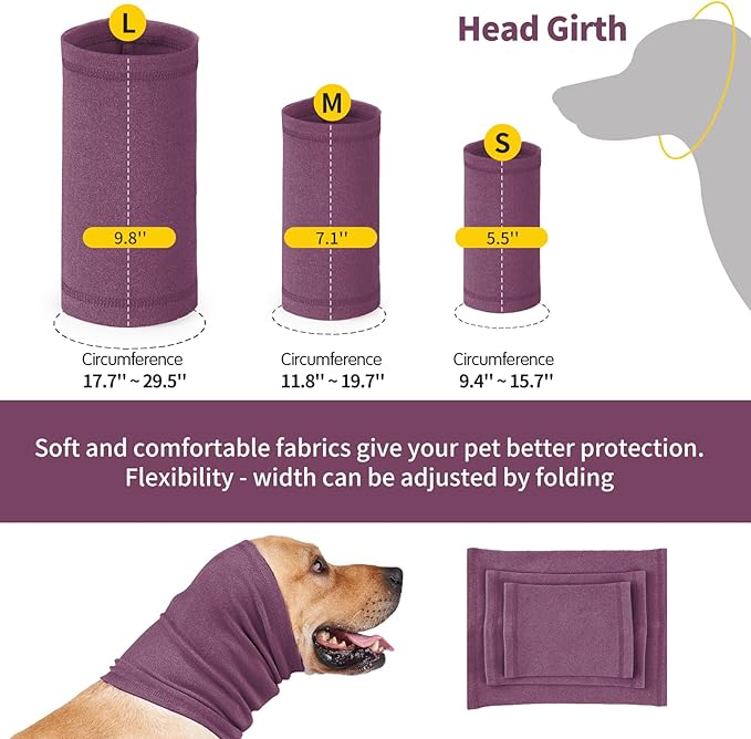 Nanaki Dog Calming Hoodie Ear Wraps for Dogs, Ear Protection Dog Fireworks Ear Head Muffs Dog Warp Anxiety Relief, Dog Hematoma Ear Wrap, Dog Head Cover The Grooming and Force Drying Dog Ear Protector