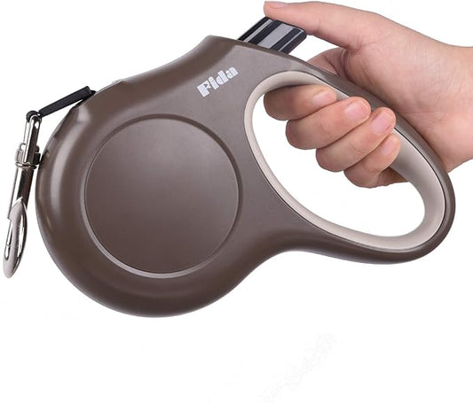Fida Retractable Dog Leash, 16ft Heavy Duty Pet Walking Leash for X-Small/Small/Medium/Large Dog or Cat up to 110 lbs, Tangle Free. One-Hand Brake (Large, Coffee)