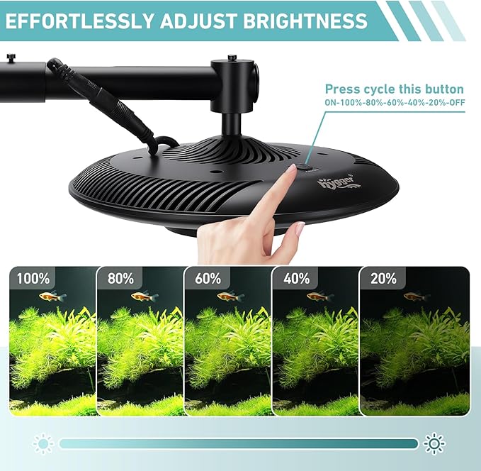 hygger 55W High PAR LED Aquarium Light, Full Spectrum Fish Tank Lighting for Aquascape Planted Tank Paludarium, Adjustable Brightness Aquarium Lamp & Stand Kit