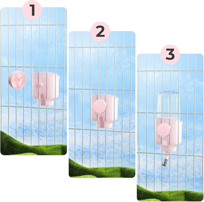 Pet Water Bottle for Cage Crate - 17oz No Drip BPA Free Water Dispenser for Small Animal Rabbit Guinea Pig Chinchilla Ferret Squirrel Hedgehog
