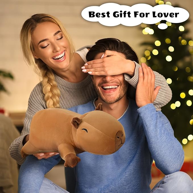 Finebee Weighted Capybara Stuffed Animals, Cute Weighted Capybara Plush, Soft Stuffed Weighted Plushie Pillow Gifts for Kids & Adults (13.8" 1.6Lbs)