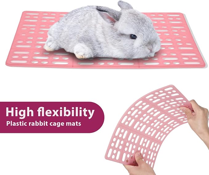 12 Pcs Plastic Rabbit Cage Mat Durable Rabbit Feet Pad Small Animal Feet Pad Cage Resting Mat with a Convenient Connectors, Bunny Pads for Easy Cleaning for Bunny Rat Guinea Cats