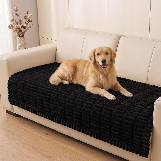 Smiry Couch Cover for Dogs, Non Slip Washable Sofa Protector for Pets, Soft Furniture Cover for Pet, Stylish Sofa Covers, Cozy Protect Against Fur, Dirt & Everyday Messes (Black, 43" x 63")