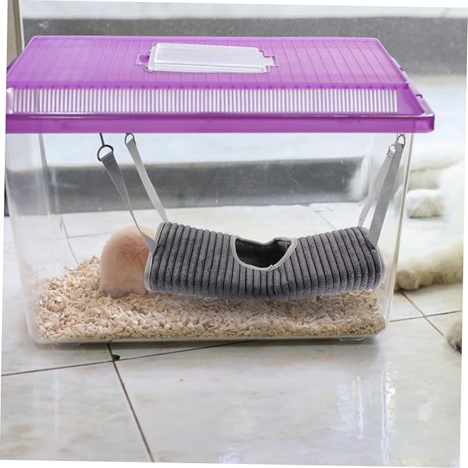 ORFOFE Small Pets Hammock Tunnel Bed Cozy Grey Hanging Plaything for Ferrets Hamsters and Breathable Wear Comfortable Pet Hideaway for Daily Fun and Relaxation