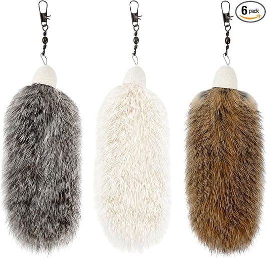 3 Pack Natural Rabbit Fur Cat Toy Refills, Handmade Interactive Cat Wand Attachments Cat Teaser Wand Replacement Head for Indoor Cats and Kittens