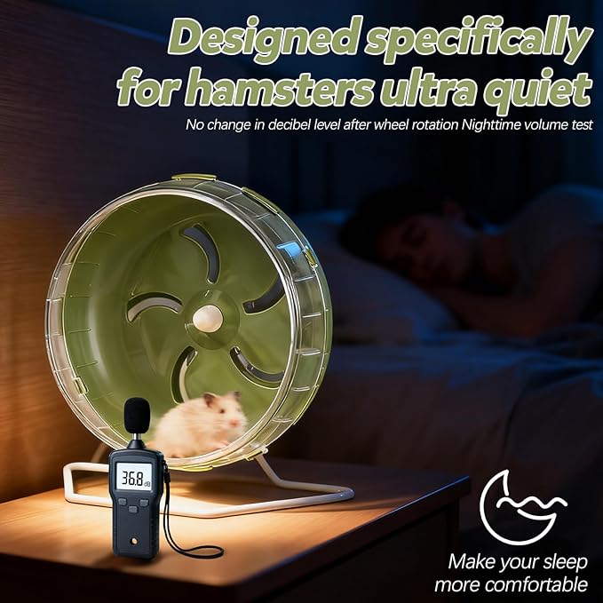 8.4" Height-Adjustable Silent Hamster Wheel Stand, Quiet Hamster Exercise Wheels, Chinchilla Running Spinner Cage Accessories for Gerbil Guinea Pig Mouse Sugar Glider (Green)