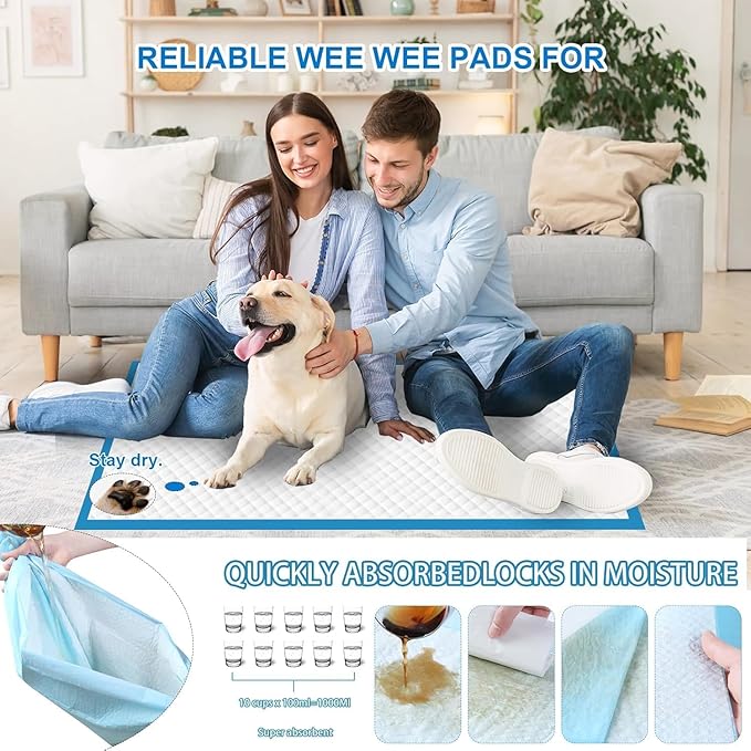 Dog Pee Pads, Super Absorbent Puppy Pads Disposable Dogs Training Pads, Quick Drying Leak-Proof Dog Potty Pads for Doggies Puppies Cats ( 40"x47" 40 Count)
