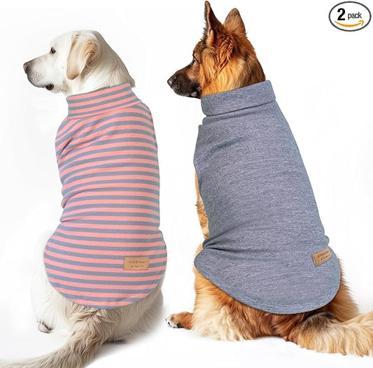 KYEESE 2Pack Dog Sweater Warm Dogs Clothes Stretchy Pet Sweater Large Size Pets Soft Pet Sweatshirt Pullover Turtleneck Pets Coats Dog Sweaters for Large Dogs