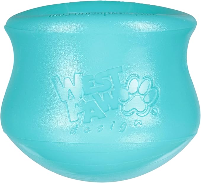 WEST PAW Zogoflex Toppl Interactive Treat Dispensing Puzzle Dog Toy for Mental Stimulation & Enrichment-Holds Kibble & Treats-Lickable, Freezable & Dishwasher Safe-Made in USA-Small-Teal