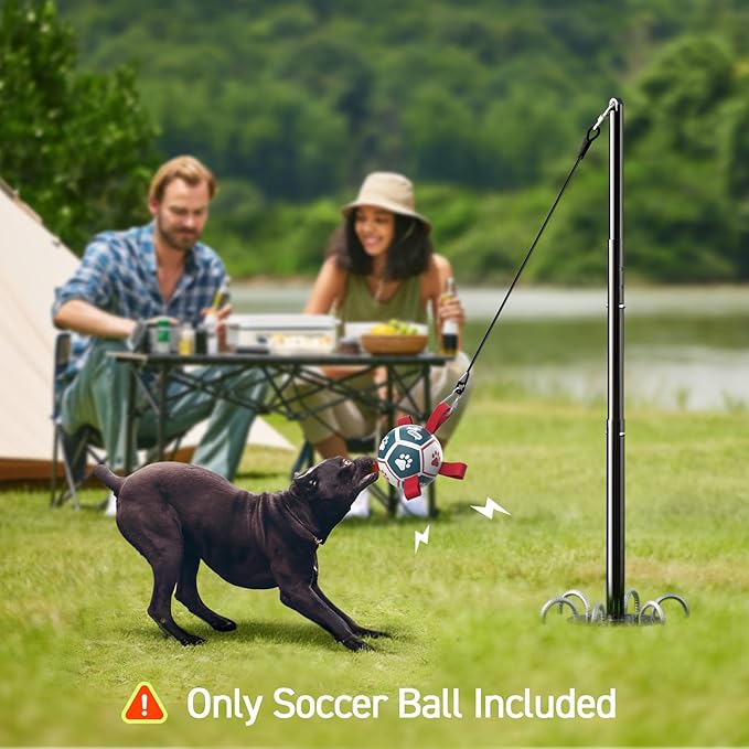 QDAN Dog Toys with Bell Inside, Durable Dog Balls for Tug of War, Outdoor Dog Toys, Squeaky Ball Toy (Blue, 5 inch)